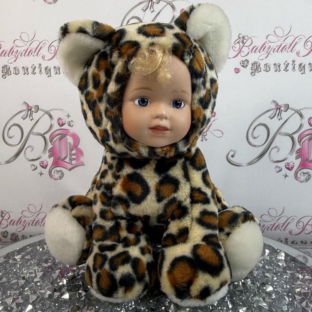 Anne geddes Leopard-Print Plush Baby Doll in Tan & Black Costume